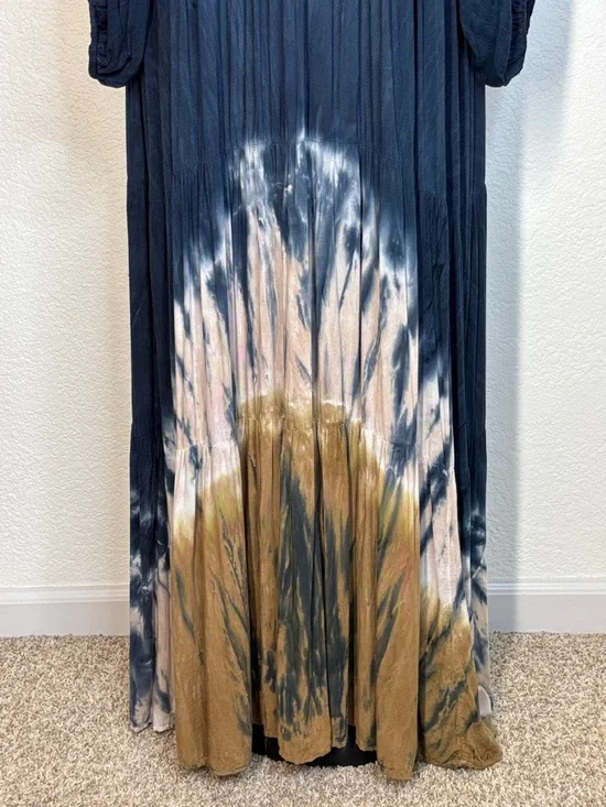 Young Fabulous & Broke Dawn Navy Tie Dye Maxi Dress Bohemian Large - Picture 5 of 16